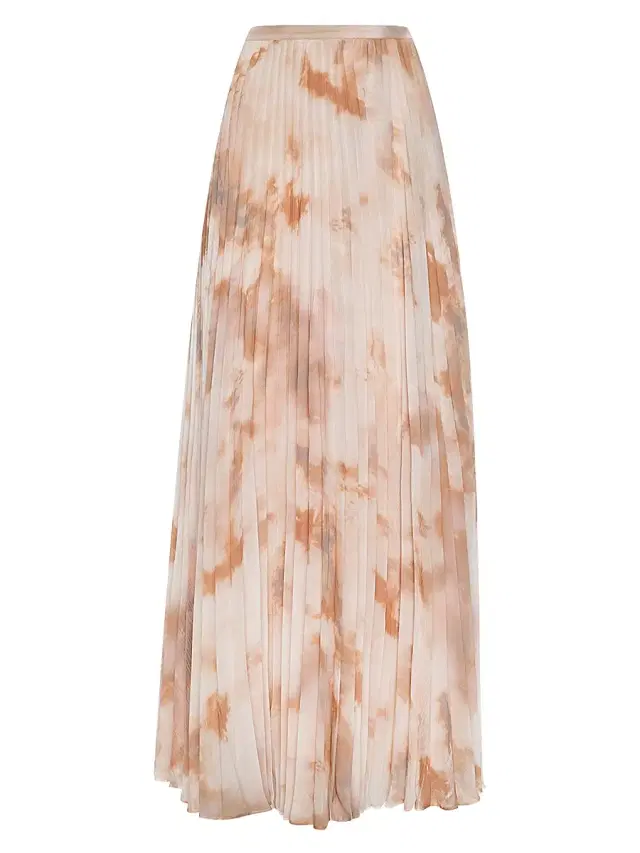 L'AGENCE Women's Torin Pleated Watercolor Maxi Skirt - Frappe Multi Tie