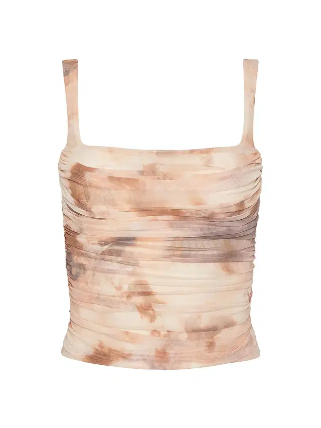 L'AGENCE Women's Rasha Watercolor Ruched Tank - Frappe Multi Tie