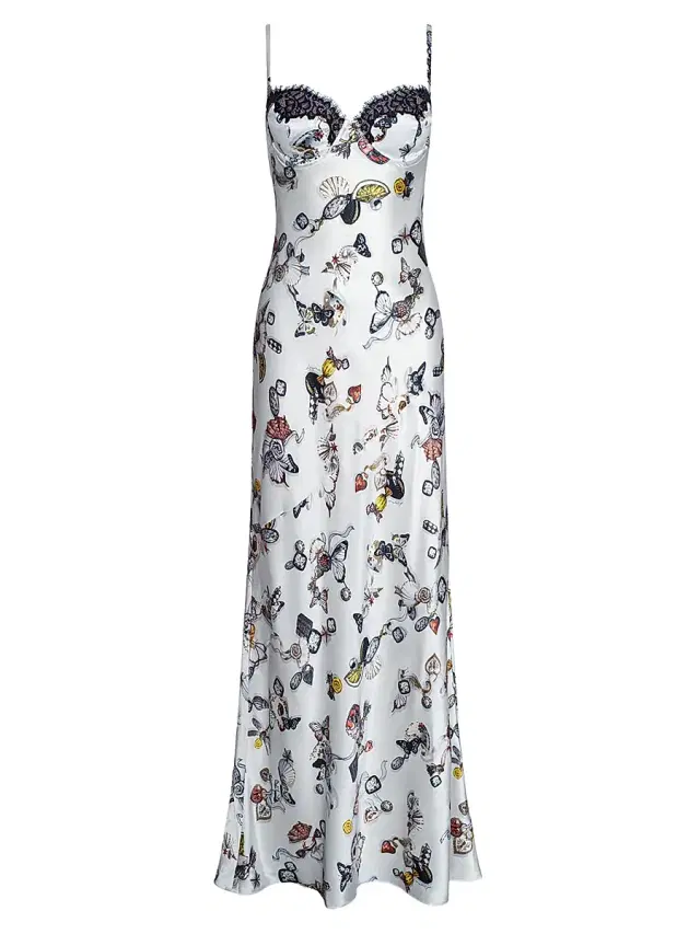 L'AGENCE Women's Sayla Lace-Trim Maxi Dress - Ecru Lock Butterfly