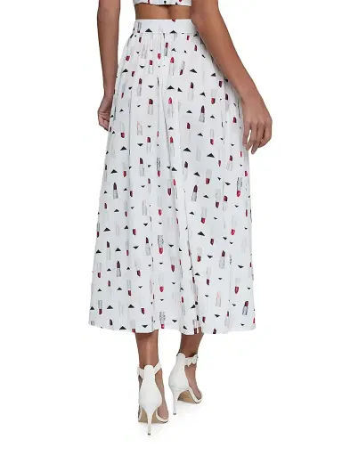L'AGENCE Women's Seina Lipstick Print Button-Front Midi-Skirt - Multi Lipstick | Thumbnail 5 L'AGENCE Women's Seina Lipstick Print Button-Front Midi-Skirt - Multi Lipstick | Thumbnail 5