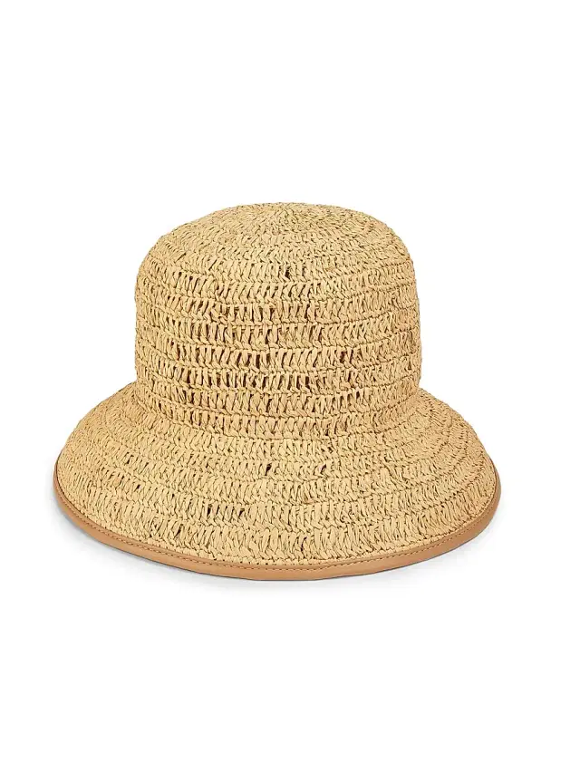 Vince Women's Crochet Raffia Bucket Hat - Natural