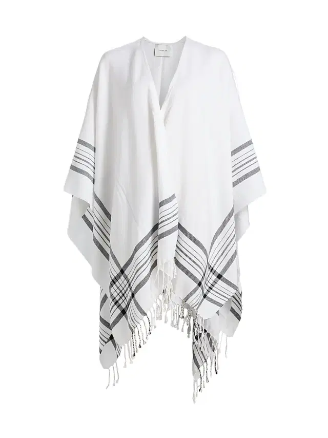 Vince Women's Plaid-Trim Cotton-Cashmere Cape - White