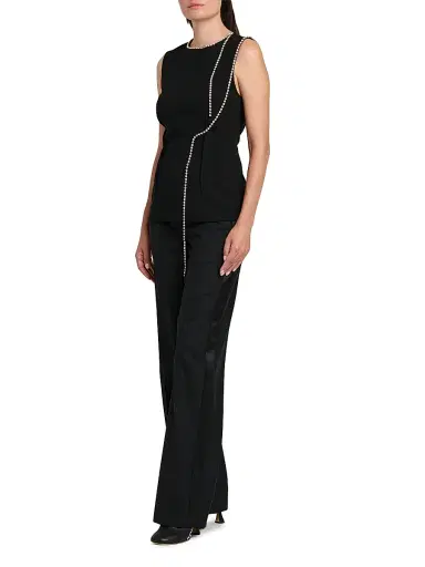 MOSCHINO Women's Rhinestone Chains Stretch-Crepe Top | Thumbnail 2 MOSCHINO Women's Rhinestone Chains Stretch-Crepe Top | Thumbnail 2