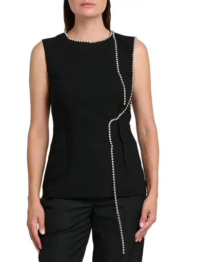 MOSCHINO Women's Rhinestone Chains Stretch-Crepe Top | Thumbnail 3 MOSCHINO Women's Rhinestone Chains Stretch-Crepe Top | Thumbnail 3