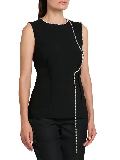 MOSCHINO Women's Rhinestone Chains Stretch-Crepe Top | Thumbnail 4 MOSCHINO Women's Rhinestone Chains Stretch-Crepe Top | Thumbnail 4