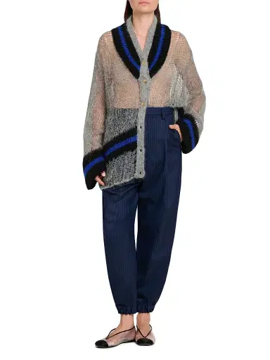 MOSCHINO Women's Pinstriped Wool Trousers - Size 12 | Thumbnail 2