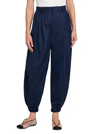 MOSCHINO Women's Pinstriped Wool Trousers - Size 12 | Thumbnail 3