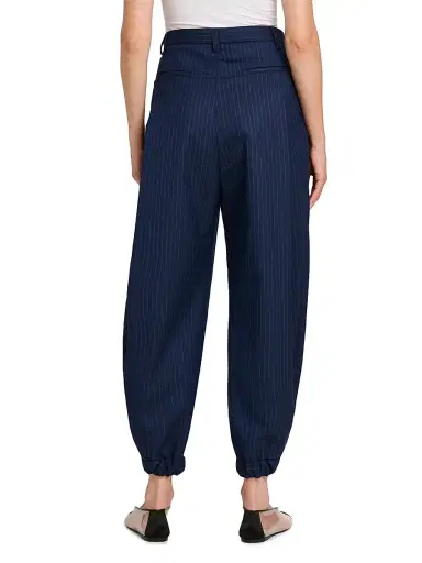 MOSCHINO Women's Pinstriped Wool Trousers - Size 12 | Thumbnail 5