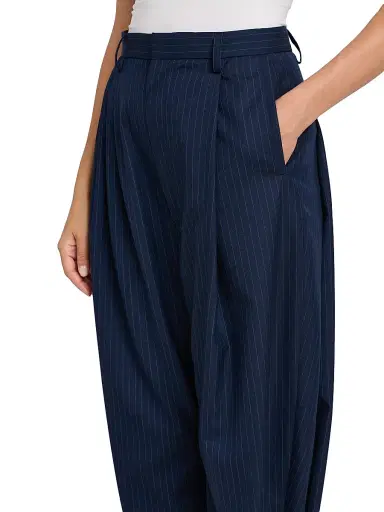 MOSCHINO Women's Pinstriped Wool Trousers - Size 12 | Thumbnail 6