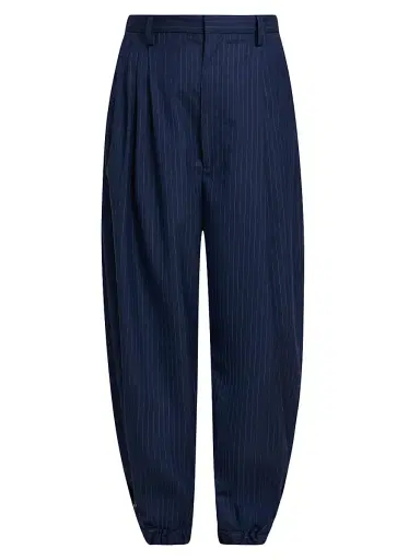MOSCHINO Women's Pinstriped Wool Trousers - Size 12 | Thumbnail 1