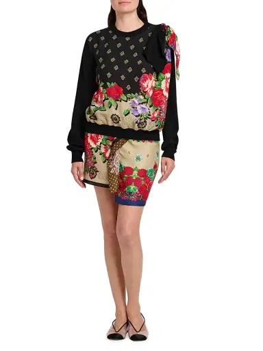 MOSCHINO Women's Mixed Floral Print Silk Miniskirt - Multi Color - Size 14 | Thumbnail 2 MOSCHINO Women's Mixed Floral Print Silk Miniskirt - Multi Color - Size 14 | Thumbnail 2