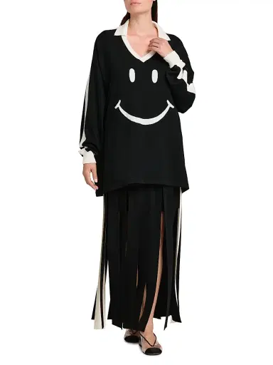MOSCHINO Women's Smiley Face Wool Sweater - Multi Black - Size 14 | Thumbnail 2 MOSCHINO Women's Smiley Face Wool Sweater - Multi Black - Size 14 | Thumbnail 2