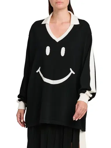 MOSCHINO Women's Smiley Face Wool Sweater - Multi Black - Size 14 | Thumbnail 3 MOSCHINO Women's Smiley Face Wool Sweater - Multi Black - Size 14 | Thumbnail 3