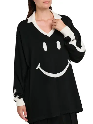 MOSCHINO Women's Smiley Face Wool Sweater - Multi Black - Size 14 | Thumbnail 6 MOSCHINO Women's Smiley Face Wool Sweater - Multi Black - Size 14 | Thumbnail 6