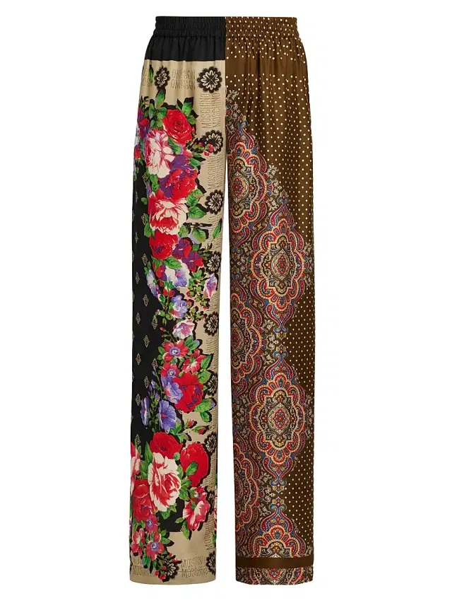 Moschino Women's Mixed Floral Print Silk Trousers - Multi Color
