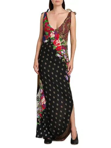 MOSCHINO Women's Mixed Print Silk Maxi Dress - Multi Color - Size 14 | Thumbnail 3 MOSCHINO Women's Mixed Print Silk Maxi Dress - Multi Color - Size 14 | Thumbnail 3
