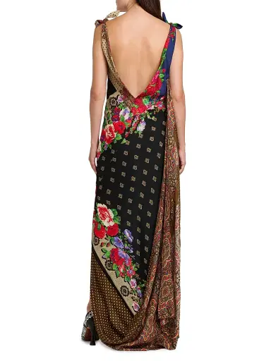 MOSCHINO Women's Mixed Print Silk Maxi Dress - Multi Color - Size 14 | Thumbnail 5 MOSCHINO Women's Mixed Print Silk Maxi Dress - Multi Color - Size 14 | Thumbnail 5