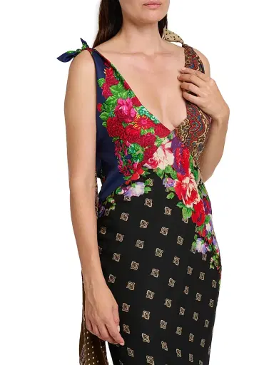 MOSCHINO Women's Mixed Print Silk Maxi Dress - Multi Color - Size 14 | Thumbnail 6 MOSCHINO Women's Mixed Print Silk Maxi Dress - Multi Color - Size 14 | Thumbnail 6