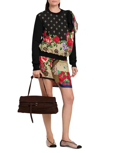 MOSCHINO Women's Floral Cotton Crewneck Sweater - Black - Size 12 | Thumbnail 2 MOSCHINO Women's Floral Cotton Crewneck Sweater - Black - Size 12 | Thumbnail 2