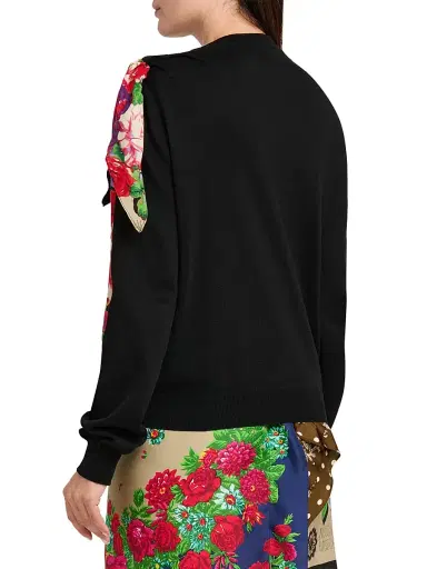 MOSCHINO Women's Floral Cotton Crewneck Sweater - Black - Size 12 | Thumbnail 5 MOSCHINO Women's Floral Cotton Crewneck Sweater - Black - Size 12 | Thumbnail 5