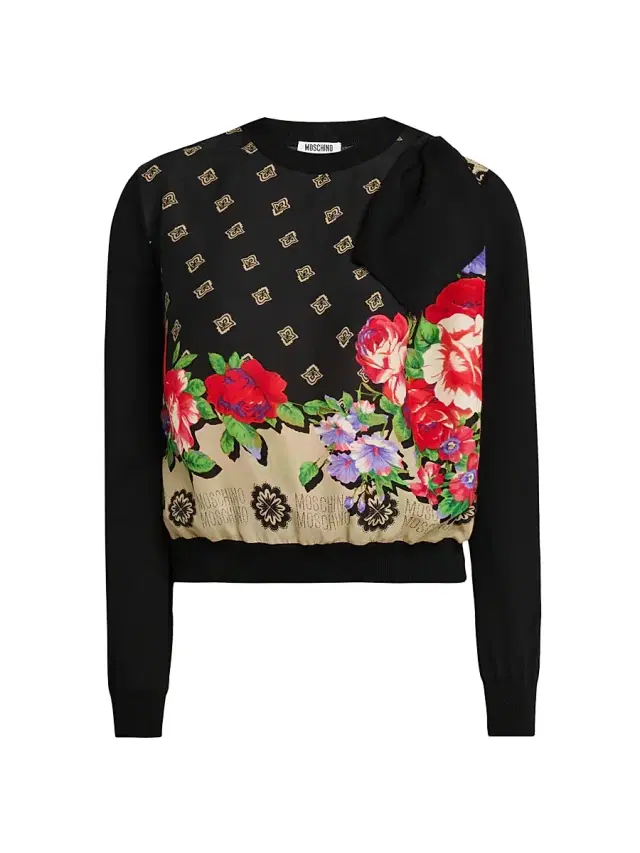 Moschino Women's Floral Cotton Crewneck Sweater - Black