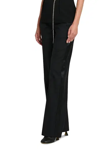MOSCHINO Women's Crease-Front Wool Trousers - Multi Black - Size 14 | Thumbnail 4 MOSCHINO Women's Crease-Front Wool Trousers - Multi Black - Size 14 | Thumbnail 4