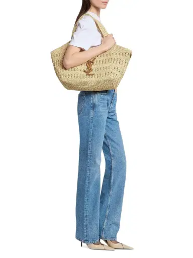 Saint Laurent Women's Icare Tote Bag in Raffia - Natural | Thumbnail 2