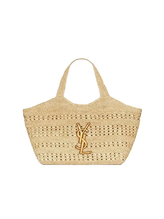 Saint Laurent Women's Icare  Tote Bag in Raffia - Natural