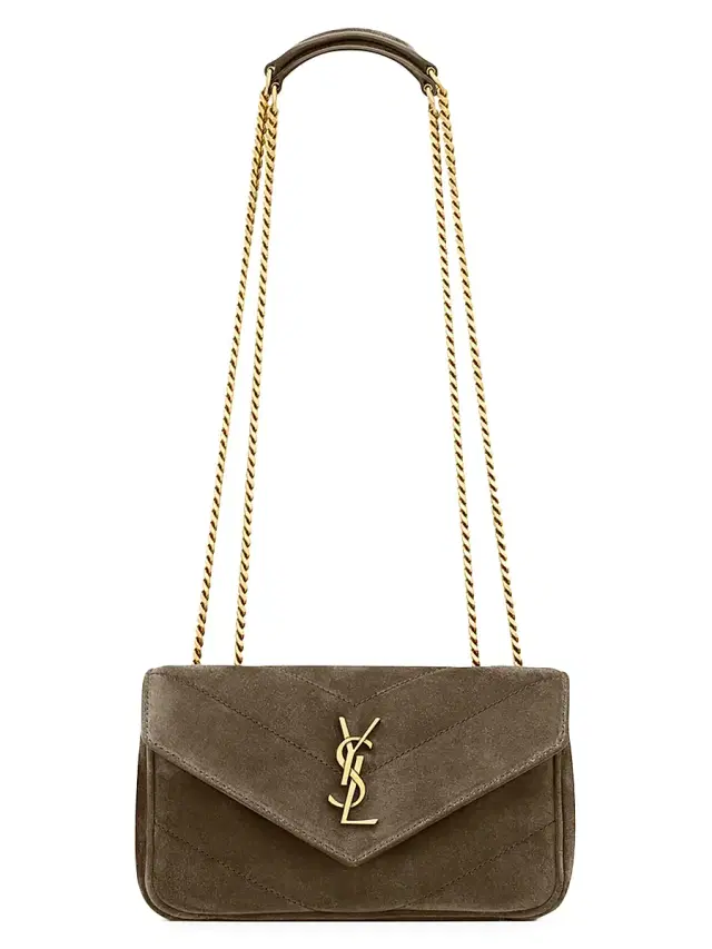 Saint Laurent Women's Loulou Mini Crossbody Bag in Suede - Light Musk