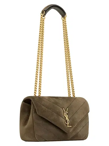 Saint Laurent Women's Loulou Small in Matelassé Suede Shoulder Bag - Light Musk | Thumbnail 6 Saint Laurent Women's Loulou Small in Matelassé Suede Shoulder Bag - Light Musk | Thumbnail 6