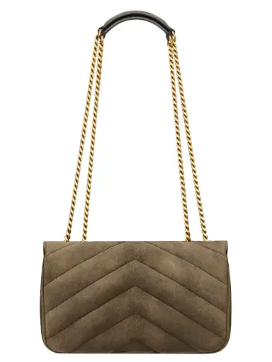 Saint Laurent Women's Loulou Small in Matelassé Suede Shoulder Bag - Light Musk | Thumbnail 8 Saint Laurent Women's Loulou Small in Matelassé Suede Shoulder Bag - Light Musk | Thumbnail 8