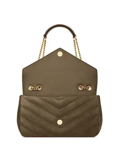 Saint Laurent Women's Loulou Medium in Matelassé Suede Shoulder Bag - Light Musk | Thumbnail 2 Saint Laurent Women's Loulou Medium in Matelassé Suede Shoulder Bag - Light Musk | Thumbnail 2