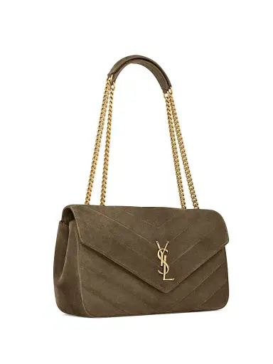 Saint Laurent Women's Loulou Medium in Matelassé Suede Shoulder Bag - Light Musk | Thumbnail 4 Saint Laurent Women's Loulou Medium in Matelassé Suede Shoulder Bag - Light Musk | Thumbnail 4