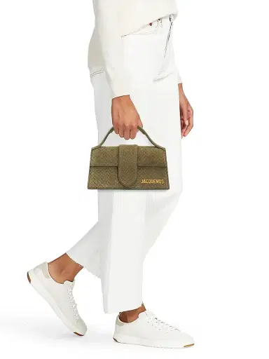 Jacquemus Women's Le Bambino Woven Suede Top Handle Bag - Khaki | Thumbnail 2