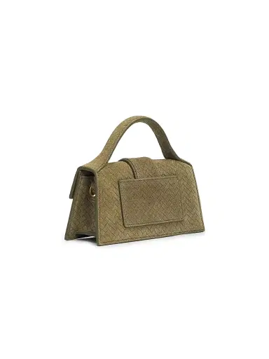 Jacquemus Women's Le Bambino Woven Suede Top Handle Bag - Khaki | Thumbnail 4