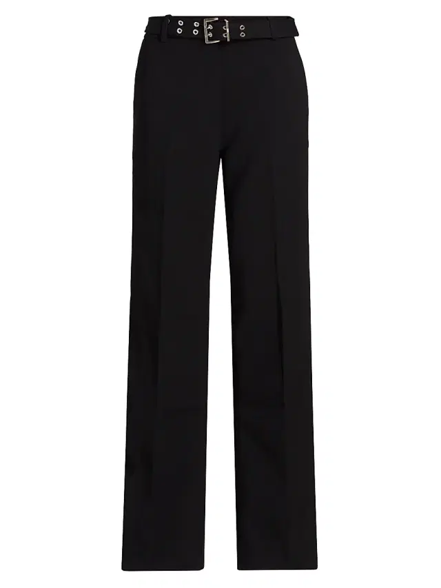 Ganni Women's Bonded Crepe Belted Pants - Black