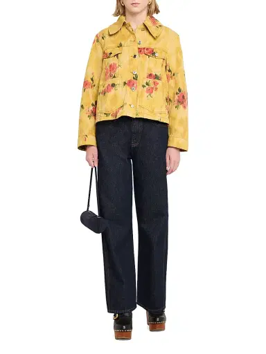 Ganni Women's Floral Print Denim Jacket - Vibrant Yellow - Size 14 | Thumbnail 2 Ganni Women's Floral Print Denim Jacket - Vibrant Yellow - Size 14 | Thumbnail 2