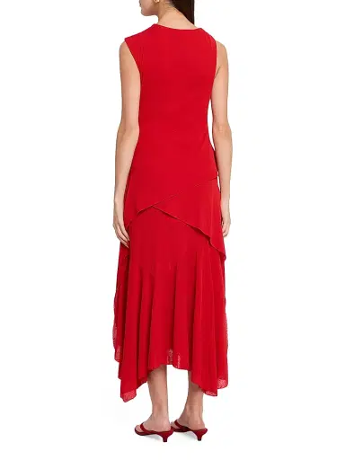 Ganni Women's Marl Draped Knot Mesh Midi-Dress - Goji Berry | Thumbnail 4 Ganni Women's Marl Draped Knot Mesh Midi-Dress - Goji Berry | Thumbnail 4