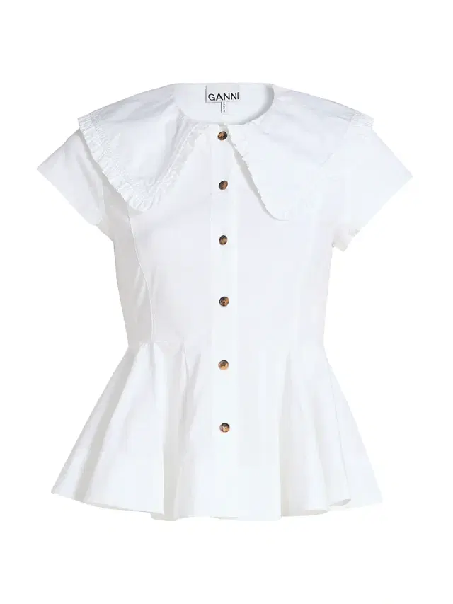 Women's Peter Pan Cotton Shirt - Bright White