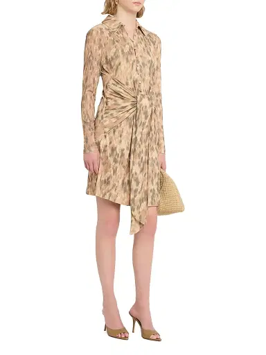 Ganni Women's Printed Marl Mesh Mini Shirtdress - Burro | Thumbnail 3 Ganni Women's Printed Marl Mesh Mini Shirtdress - Burro | Thumbnail 3