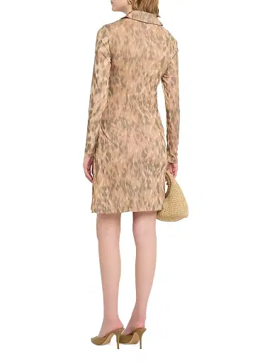 Ganni Women's Printed Marl Mesh Mini Shirtdress - Burro | Thumbnail 4 Ganni Women's Printed Marl Mesh Mini Shirtdress - Burro | Thumbnail 4