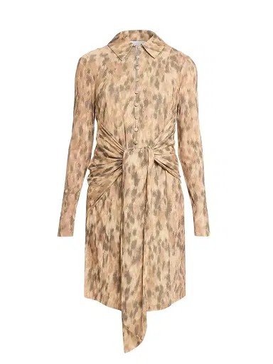 Ganni Women's Printed Marl Mesh Mini Shirtdress - Burro | Thumbnail 1 Ganni Women's Printed Marl Mesh Mini Shirtdress - Burro | Thumbnail 1