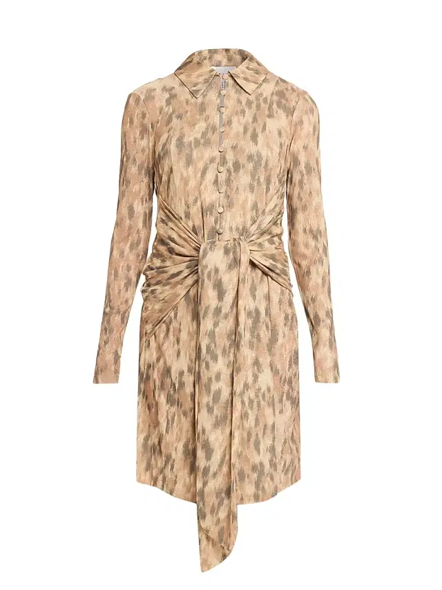 Women's Printed Marl Mesh Mini Shirtdress - Burro