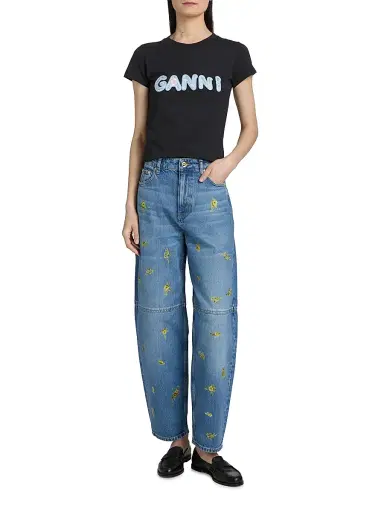 Ganni Women's Basic Cotton Jersey Logo Baby T-Shirt - Phantom - Size XL | Thumbnail 2 Ganni Women's Basic Cotton Jersey Logo Baby T-Shirt - Phantom - Size XL | Thumbnail 2