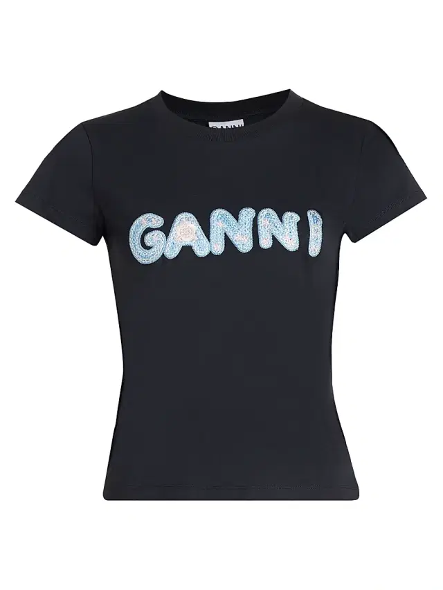Ganni Women's Basic Cotton Jersey Logo Baby T-Shirt - Phantom