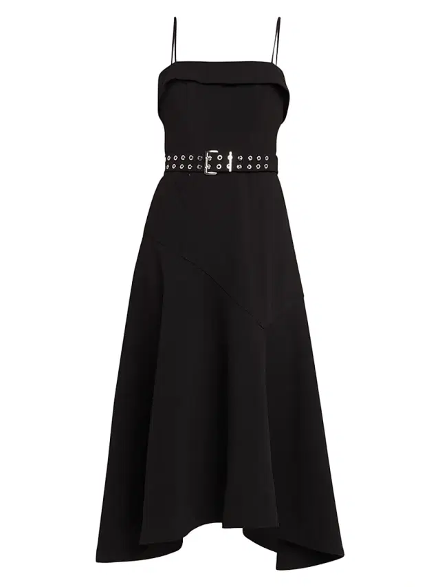 Women's Twill Suiting Midi-Dress - Black