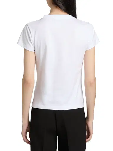 Ganni Women's Raspberry Logo Cotton Baby-Fit T-Shirt - Bright White | Thumbnail 5 Ganni Women's Raspberry Logo Cotton Baby-Fit T-Shirt - Bright White | Thumbnail 5
