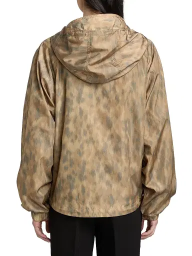 Ganni Women's Leopard-Print Flyweight Hooded Zip-Up Jacket - Burro - Size Large | Thumbnail 5 Ganni Women's Leopard-Print Flyweight Hooded Zip-Up Jacket - Burro - Size Large | Thumbnail 5