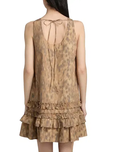 Ganni Women's Printed Cotton Ruffle Minidress - Burro | Thumbnail 5 Ganni Women's Printed Cotton Ruffle Minidress - Burro | Thumbnail 5
