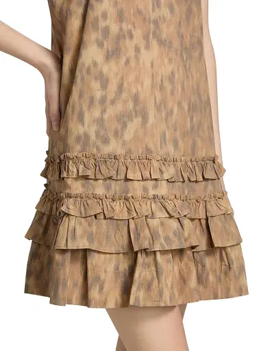 Ganni Women's Printed Cotton Ruffle Minidress - Burro | Thumbnail 6 Ganni Women's Printed Cotton Ruffle Minidress - Burro | Thumbnail 6
